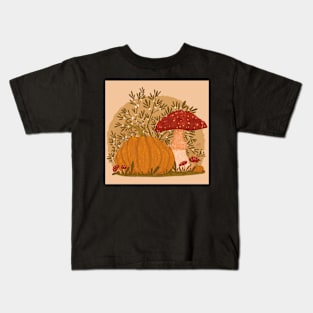 Holly Pumpkins and Mushrooms Kids T-Shirt